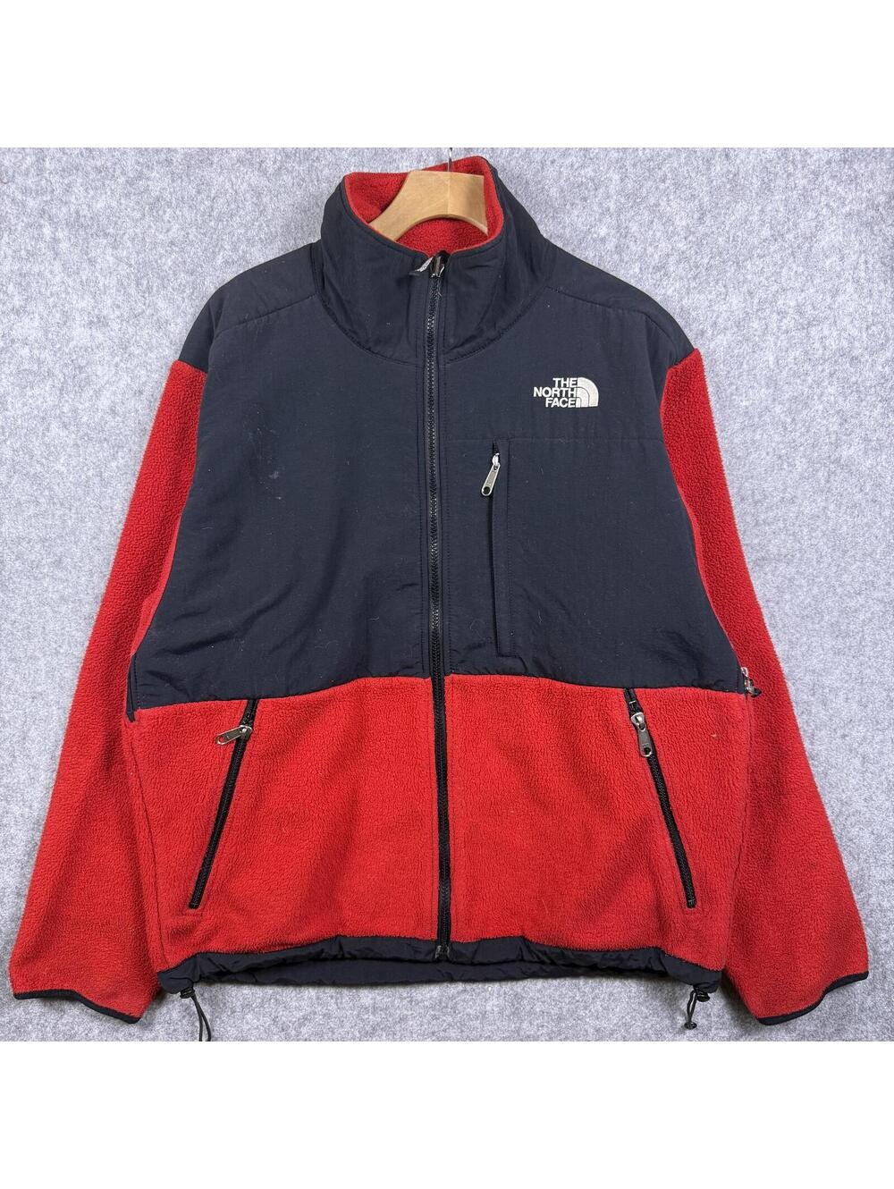 The North Face Denali Full Zip Fleece Jacket Red Black Colorblock L
